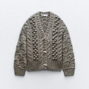 ZARA TEXTURED KNIT CARDIGAN